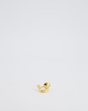 Hermès Cor Ring in Plated Yellow Gold with Black Swift Leather Detail