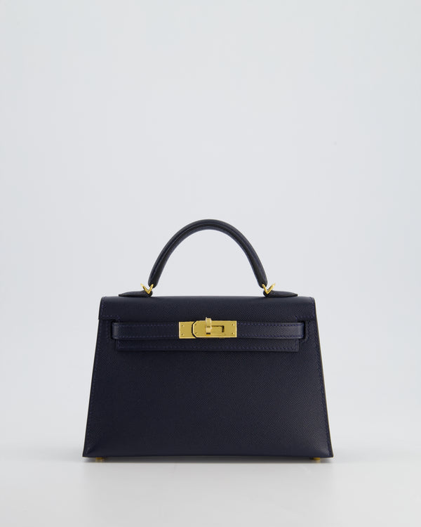 Hermès Mini Kelly II Bag 20cm in Bleu Nuit Epsom Leather with Gold Hardware