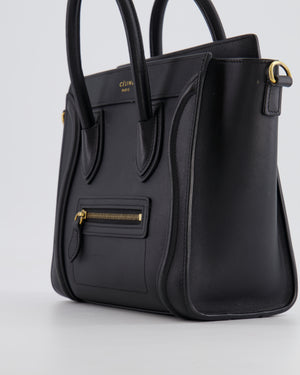 Celine Black Small Leather Luggage Bag with Antique Gold Hardware