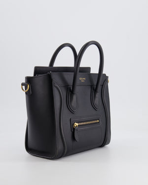 Celine Black Small Leather Luggage Bag with Antique Gold Hardware