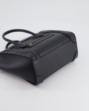 Celine Black Small Leather Luggage Bag with Antique Gold Hardware