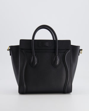 Celine Black Small Leather Luggage Bag with Antique Gold Hardware