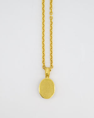 Chanel 96A Vintage Gold and Black Pendant Necklace With CC Detail