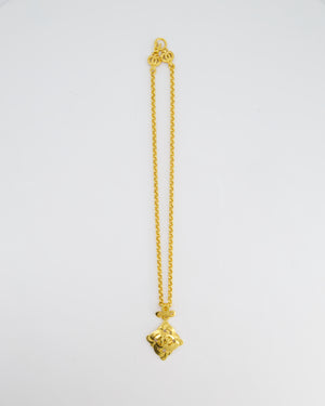 Chanel 97P Vintage Gold Pendant Necklace With CC Detail