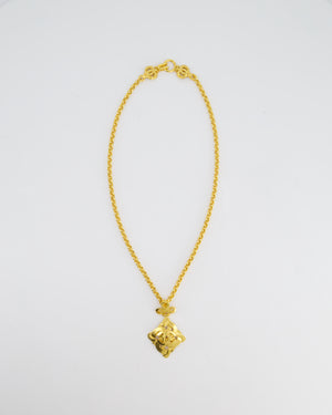 Chanel 97P Vintage Gold Pendant Necklace With CC Detail