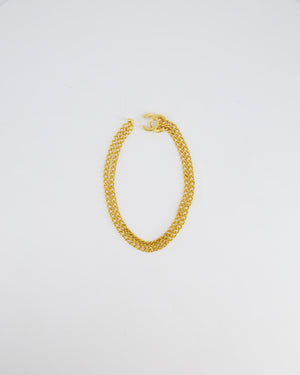 Chanel 97P Vintage Gold Chain Chocker Necklace With CC Turn Lock Detail