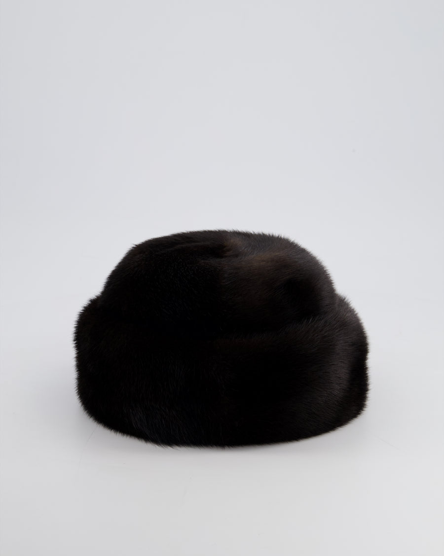 Chanel Chocolate Brown Vintage Mink Hat Size 57