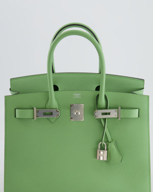 *RARE* Hermes Birkin 30cm Sellier Bag in Vert Criquet Epsom Leather with Palladium Hardware