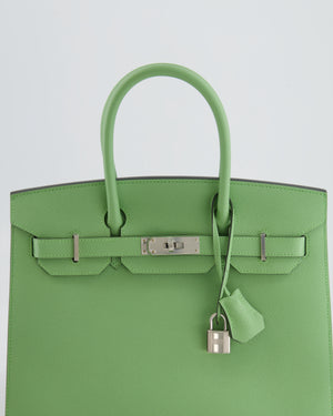 *RARE* Hermes Birkin 30cm Sellier Bag in Vert Criquet Epsom Leather with Palladium Hardware