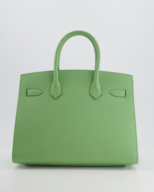 *RARE* Hermes Birkin 30cm Sellier Bag in Vert Criquet Epsom Leather with Palladium Hardware