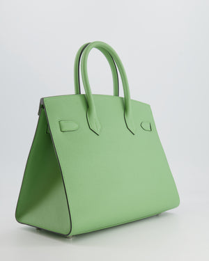 *RARE* Hermes Birkin 30cm Sellier Bag in Vert Criquet Epsom Leather with Palladium Hardware