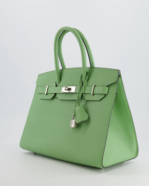 *RARE* Hermes Birkin 30cm Sellier Bag in Vert Criquet Epsom Leather with Palladium Hardware