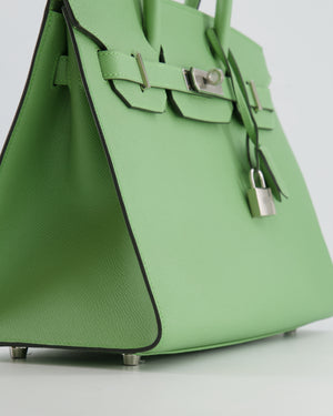 *RARE* Hermes Birkin 30cm Sellier Bag in Vert Criquet Epsom Leather with Palladium Hardware