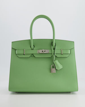 *RARE* Hermes Birkin 30cm Sellier Bag in Vert Criquet Epsom Leather with Palladium Hardware