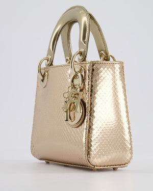 *HOT* Christian Dior Bronze Mini Lady Dior Bag In Python Leather with Champagne Gold Hardware