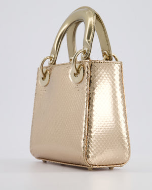 *HOT* Christian Dior Bronze Mini Lady Dior Bag In Python Leather with Champagne Gold Hardware