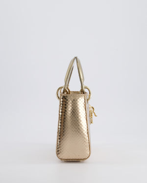 *HOT* Christian Dior Bronze Mini Lady Dior Bag In Python Leather with Champagne Gold Hardware