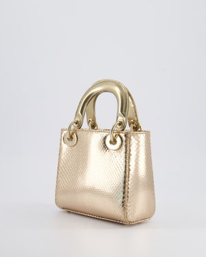 *HOT* Christian Dior Bronze Mini Lady Dior Bag In Python Leather with Champagne Gold Hardware