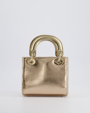 *HOT* Christian Dior Bronze Mini Lady Dior Bag In Python Leather with Champagne Gold Hardware