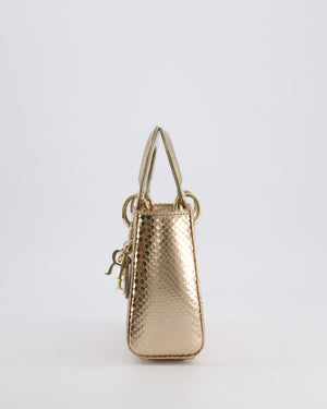 *HOT* Christian Dior Bronze Mini Lady Dior Bag In Python Leather with Champagne Gold Hardware