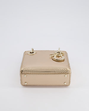 *HOT* Christian Dior Bronze Mini Lady Dior Bag In Python Leather with Champagne Gold Hardware