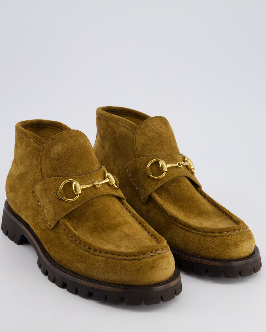 Gucci Brown Suede Ankle Boots with Horsebit Detail Size EU 39 RRP £1,090