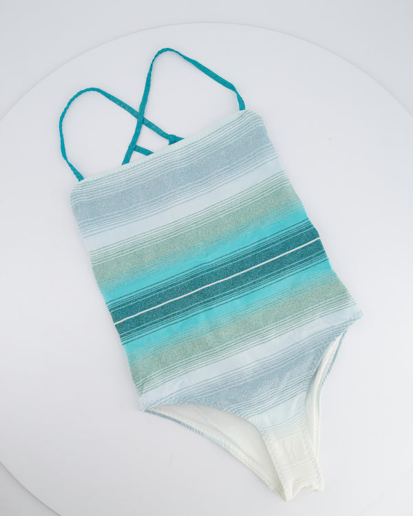 Missoni Mare Light Blue, Aqua Green, White One-Piece Swimsuit Size IT 38 (UK 6)