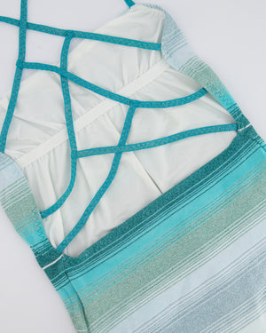 Missoni Mare Light Blue, Aqua Green, White One-Piece Swimsuit Size IT 38 (UK 6)