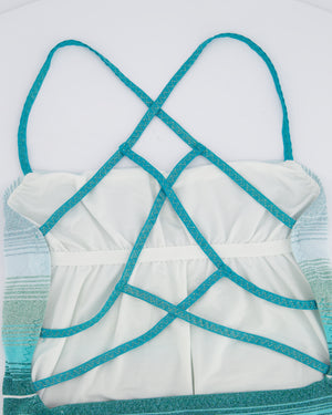 Missoni Mare Light Blue, Aqua Green, White One-Piece Swimsuit Size IT 38 (UK 6)