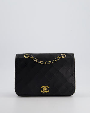 Chanel Vintage Black Matelasse Single Flap Bag in Lambskin Leather with Gold Hardware