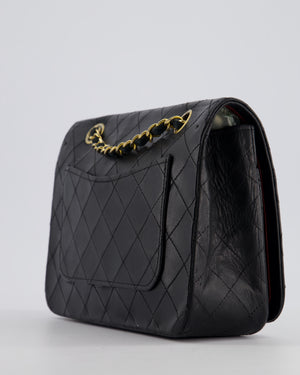 Chanel Vintage Black Matelasse Single Flap Bag in Lambskin Leather with Gold Hardware