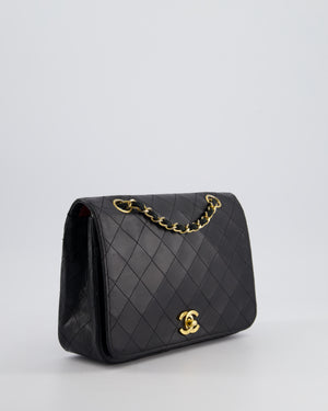 Chanel Vintage Black Matelasse Single Flap Bag in Lambskin Leather with Gold Hardware