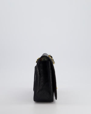 Chanel Vintage Black Matelasse Single Flap Bag in Lambskin Leather with Gold Hardware