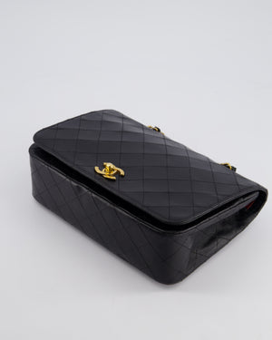 Chanel Vintage Black Matelasse Single Flap Bag in Lambskin Leather with Gold Hardware