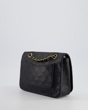 Chanel Vintage Black Matelasse Single Flap Bag in Lambskin Leather with Gold Hardware