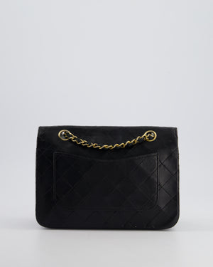 Chanel Vintage Black Matelasse Single Flap Bag in Lambskin Leather with Gold Hardware