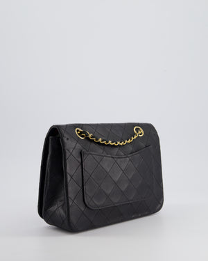 Chanel Vintage Black Matelasse Single Flap Bag in Lambskin Leather with Gold Hardware