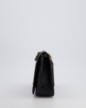 Chanel Vintage Black Matelasse Single Flap Bag in Lambskin Leather with Gold Hardware