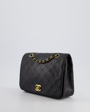 Chanel Vintage Black Matelasse Single Flap Bag in Lambskin Leather with Gold Hardware