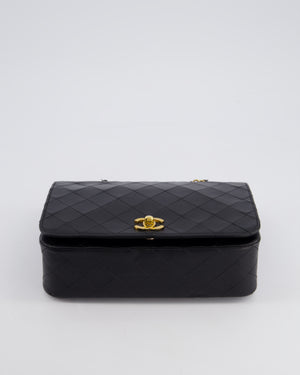 Chanel Vintage Black Matelasse Single Flap Bag in Lambskin Leather with Gold Hardware