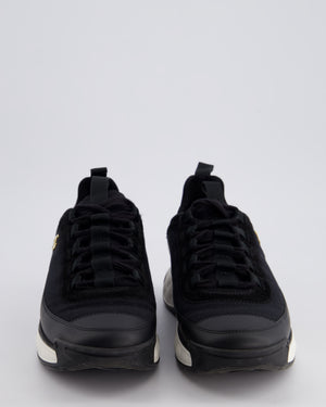 Chanel Black Fabric and Leather Trainers with White Soles and Gold CC Logo Size EU 38.5