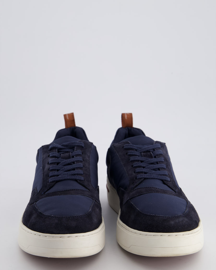 Loro Piana Navy Suede and Fabric Newport Walk Trainer Size EU 42