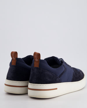 Loro Piana Navy Suede and Fabric Newport Walk Trainer Size EU 42