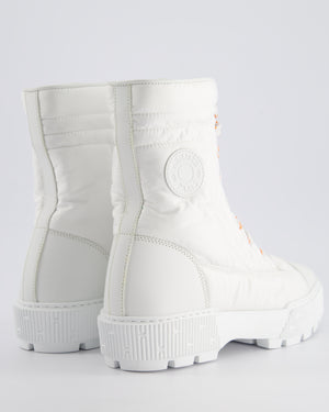 Hermès White Leather and Nylon Fresh Ankle Boots with Orange Laces Size EU 39.5 RRP £990