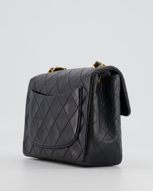 Chanel Vintage Black Mini Square Single Flap Bag in Lambskin Leather with 24K Gold Hardware