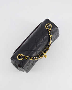 Chanel Vintage Black Mini Square Single Flap Bag in Lambskin Leather with 24K Gold Hardware