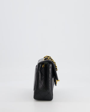 Chanel Vintage Black Mini Square Single Flap Bag in Lambskin Leather with 24K Gold Hardware