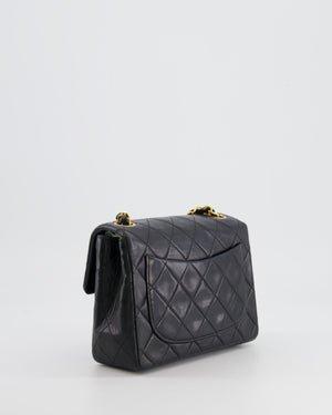 Chanel Vintage Black Mini Square Single Flap Bag in Lambskin Leather with 24K Gold Hardware