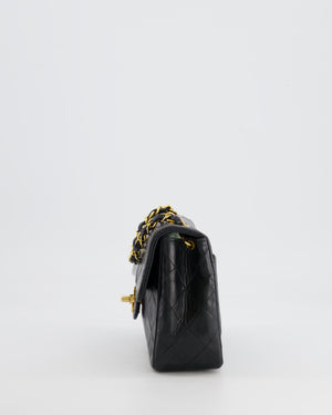 Chanel Vintage Black Mini Square Single Flap Bag in Lambskin Leather with 24K Gold Hardware