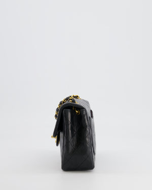 Chanel Vintage Black Mini Square Single Flap Bag in Lambskin Leather with 24K Gold Hardware